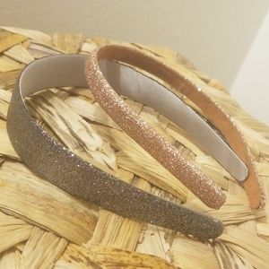 Set of 2 sparkly jcrew headbands, blue and pink